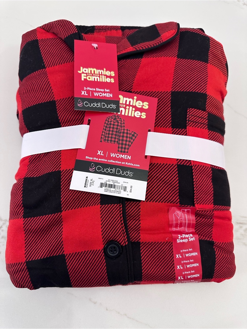 Cuddl Duds Red and Black Buffalo Plaid Pajama Set